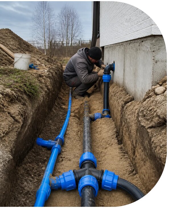Монтаж наружного водопровода на участке под ключ в Новоалтайске